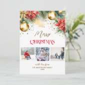 Foto Collage Red gold poinsettia Weihnachten (Stehend Vorderseite)