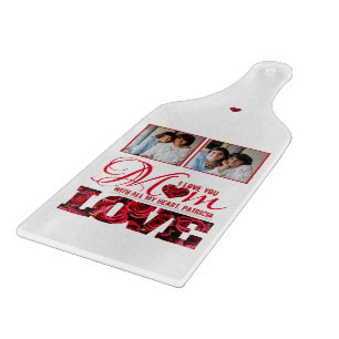 Foto Collage Red Heart Floral Modern Mothers Day Schneidebrett
