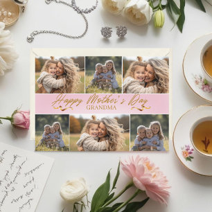 Foto-Collage Rosa Frohen Muttertag Oma Feiertagskarte