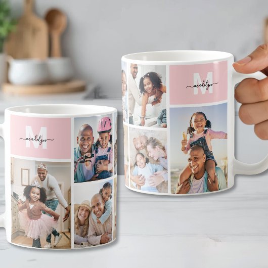 Foto-Collage Rosa Monogramm Bild Kaffeetasse