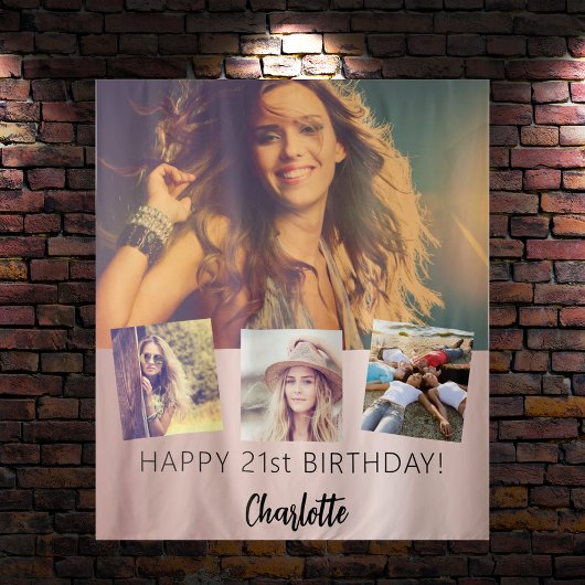 Foto-Collage-Rose für Geburtstagspartei Wandteppich