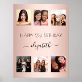 Foto-Collage Rose Gold BESTE FREUNDIN Poster (Vorne)