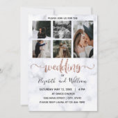 Foto Collage Rose Gold Glitzer Kalligrafie Hübsch Einladung (Vorderseite)