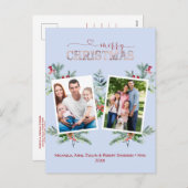 Foto Collage Rose Gold Grün Frohe Weihnachten (Vorne/Hinten)