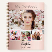 Foto Collage Rose Gold Notizblock (Vorderseite)
