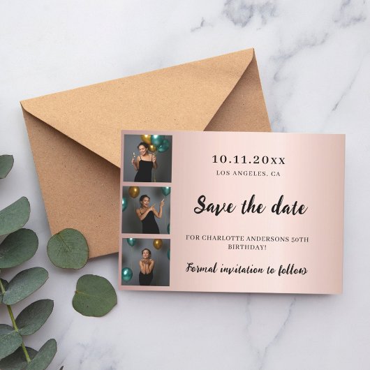 Foto-Collage Rose Gold Save The Date