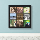 Foto Collage Rustic Burlap Monogram für benutzerde Leinwanddruck (Insitu (Holzboden))