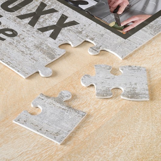 Foto Collage Rustic Wood Custom Family Pic Square Puzzle (Seite)