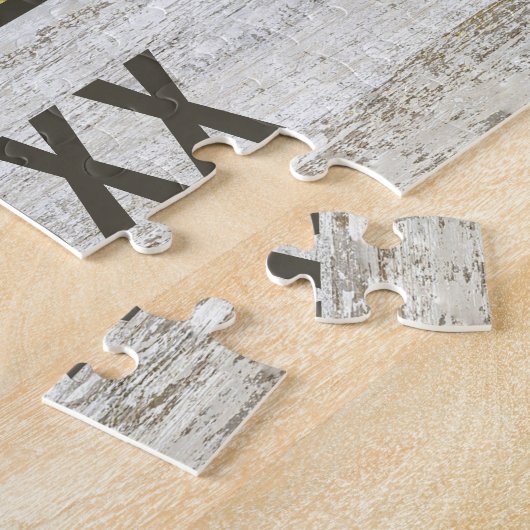 Foto Collage Rustic Wood Grain Custom Family Bilde Puzzle (Seite)