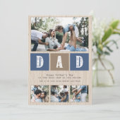 Foto Collage Rustic Wood Pattern Vatertag Karte (Stehend Vorderseite)