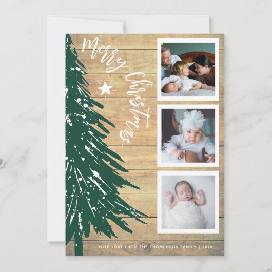 Foto Collage Rustic Wood Pine Tree Weihnachten (Vorderseite)