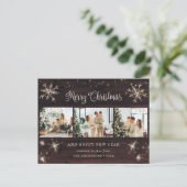 Foto Collage Rustic Wood Snowflake Feiertagspostkarte (Stehend Vorderseite)