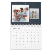 Foto-Collage rustikale Marineblau-Monogrammfamilie Kalender (Mär 2026)