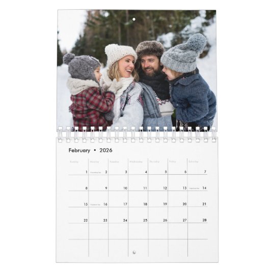 Foto-Collage rustikale Terrakotta Monogramm Kalender (Feb 2026)