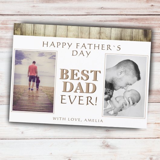 Foto Collage Rustikales Holz Bester Vater Vatertag Karte