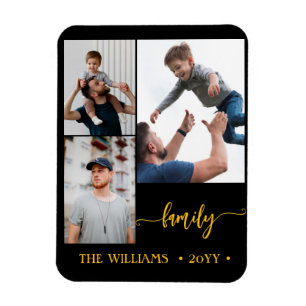 Foto-Collage-Schwarz-Gold-Skript-Magnet Magnet