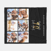 Foto Collage Schwarz und Gold 90. Geburtstag Fleecedecke (Vorderseite (Horizontal))