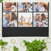 Foto Collage Schwarz und Gold 90. Geburtstag Geschirrtuch (Gefaltet)