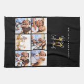 Foto Collage Schwarz und Gold 90. Geburtstag Geschirrtuch (Horizontal)
