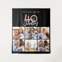 Foto Collage schwarz und rosa 40 und fabelhaft