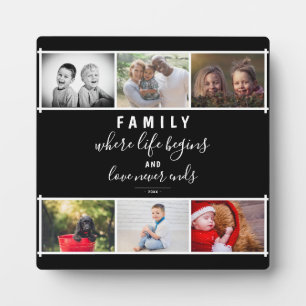 Foto Collage Script Black Family Keepake Sprichwor Fotoplatte