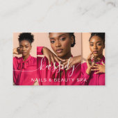 Foto Collage Script Calligrafy Monogram QR Code Visitenkarte (Vorderseite)