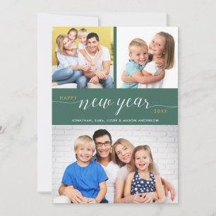 Foto Collage Script glücklich Neues Jahr Feiertagskarte