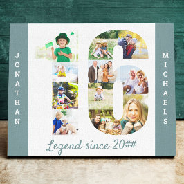 Foto Collage Set in Nummer 16 Aquamarin White Cust Leinwanddruck