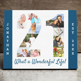 Foto Collage Set in Nummer 21 Blau Weiß Custom Leinwanddruck