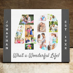 Foto Collage Set in Nummer 40 Grauweiß Custom Leinwanddruck<br><div class="desc">Erstellen Sie Ihr eigenes einzigartiges 40. Geburtstagsgeschenk. Diese smarte Leinwand ist eine großartige Möglichkeit, Ihre Foto-Collage anzuzeigen. Die Vorlage ist für Sie bereit, um Ihre Lieblings-Fotos, die automatisch in der Form der Zahl 40 angezeigt werden, Set für Sie. Sie können auch Ihren Namen und Ihr Geburtsjahr (oder Nachname) in fett...</div>