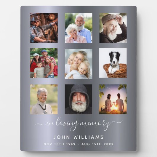 Foto Collage silberne Gedenkfeier Fotoplatte (Vorderseite)