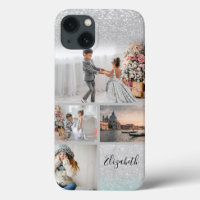 Foto Collage Silver Glitzer Bokeh Ihr Name
