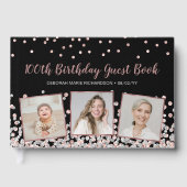 Foto Collage Silver Rose Gold 100. Geburtstag Gästebuch (Vorderseite)