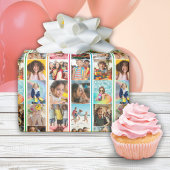 Foto Collage Simple Stripes Geburtstag Geschenkpapier