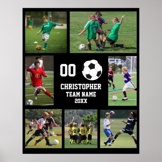 Foto Collage Soccer Mannschaftsname Poster (Vorne)