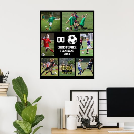 Foto Collage Soccer Mannschaftsname Poster (Heimbüro)