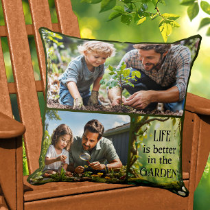Foto-Collage Spaß im Garten Kissen