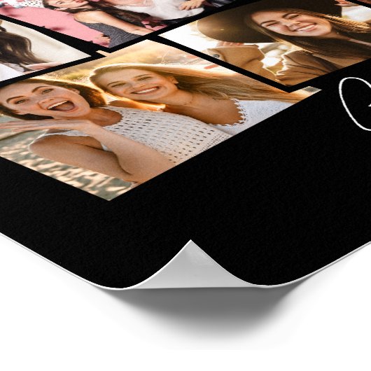 Foto-Collage Spaß personalisierten Schwarz-weißen Poster (Ecke)