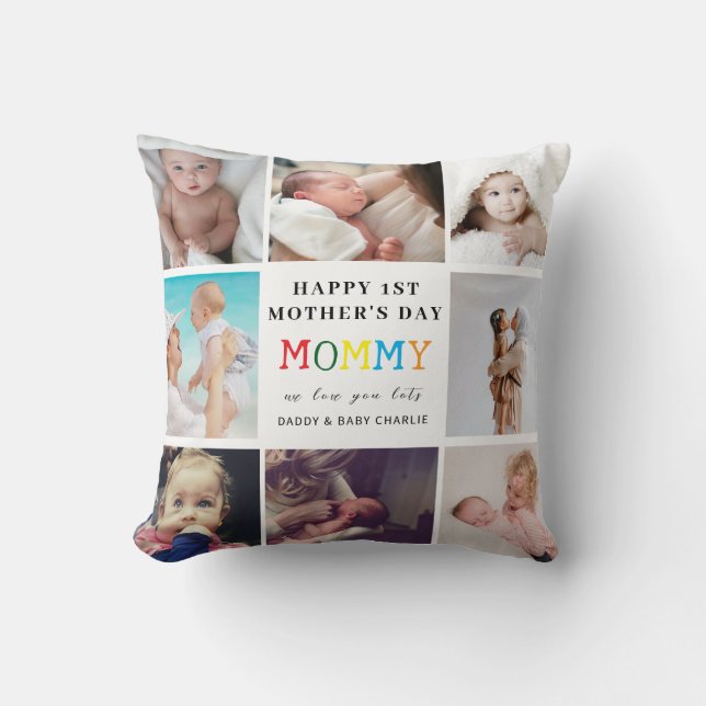 Foto Collage Throw Kissen zum ersten Muttertag (Vorderseite)