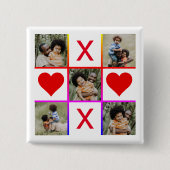 Foto Collage Tic Tac Toe Hugs Kisses Vathers Day Button (Vorderseite)