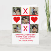 Foto Collage Tic Tac Toe Hugs Kisses Vathers Day Karte (Vorderseite)