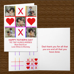 Foto Collage Tic Tac Toe Hugs Kisses Vathers Day Karte