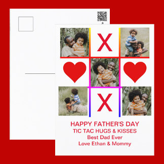 Foto Collage Tic Tac Toe Hugs Kisses Vathers Day Postkarte