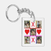 Foto Collage Tic Tac Toe Hugs Kisses Vathers Day Schlüsselanhänger (Vorderseite links)