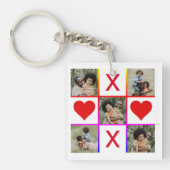 Foto Collage Tic Tac Toe Hugs Kisses Vathers Day Schlüsselanhänger (Vorderseite)