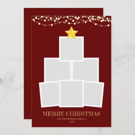 Foto Collage Tree Red String lights Weihnachten (Vorne/Hinten)