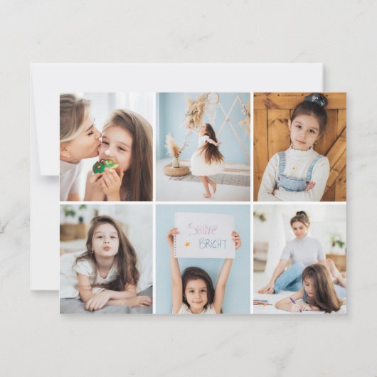 Foto Collage Trendy Monogram Modern Stilvoll Mitteilungskarte (Rückseite)