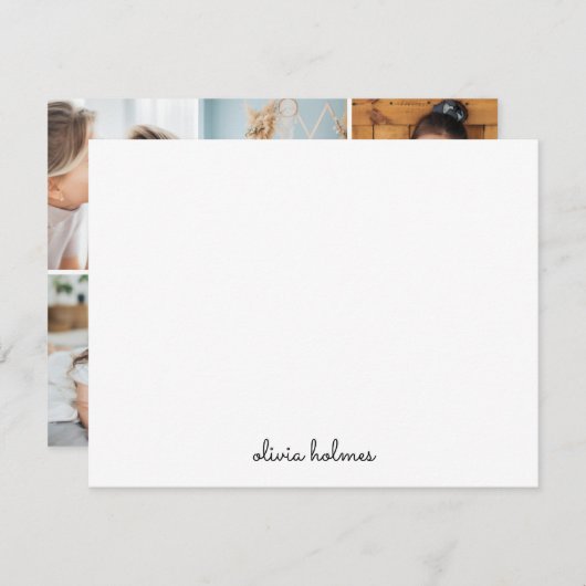 Foto Collage Trendy Monogram Modern Stilvoll Mitteilungskarte (Vorne/Hinten)