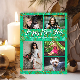 Foto Collage Turquoise Neue Jahre Gruß Feiertagspostkarte