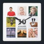 Foto-Collage-Typ zum 30. Geburtstag Quadratische Wanduhr<br><div class="desc">Eine Wanduhr als Geschenk für einen 30. Geburtstag für einen Typ,  der sein Leben mit einer Collage von 8 eigenen Fotos feiert. Personalisieren und hinzufügen Alter 30,  und ein Datum. Geburtsdatum oder das Datum des Jahrestages. Schwarze Buchstaben. Weißer Hintergrund.</div>